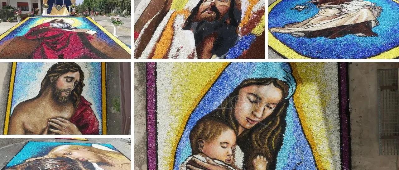 Il Corpus domini a Potenzoni, il paese dell’Infiorata si riempie di petali e colori -Foto