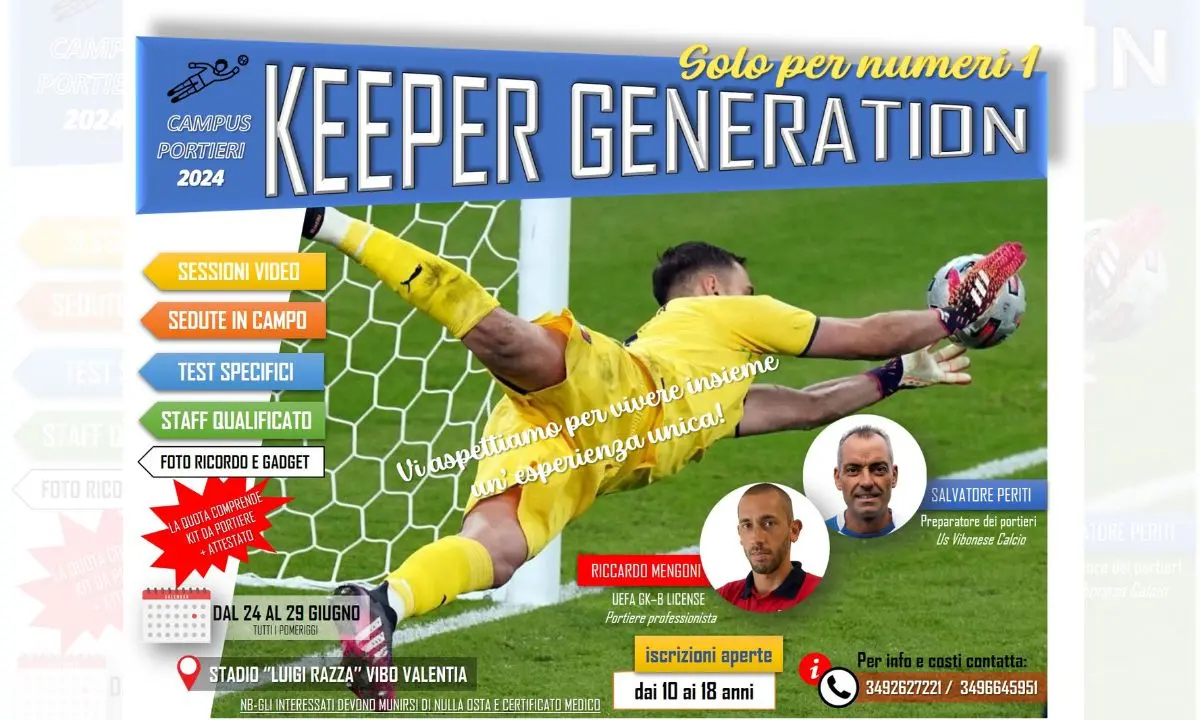Calcio: stage a Vibo per giovani portieri organizzato da Riccardo Mengoni e da Salvatore Periti