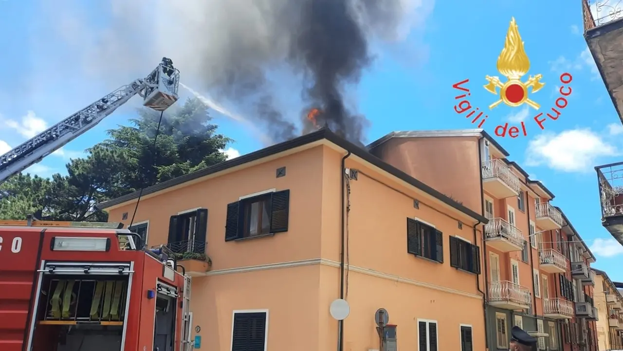Incendio in pieno centro a Vibo, in fiamme il tetto di una casa: salvati due cani - Video