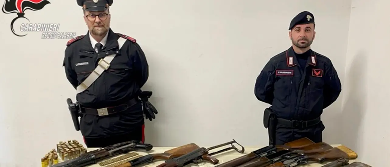 Armi da guerra e munizioni trovate in un terreno nel Reggino