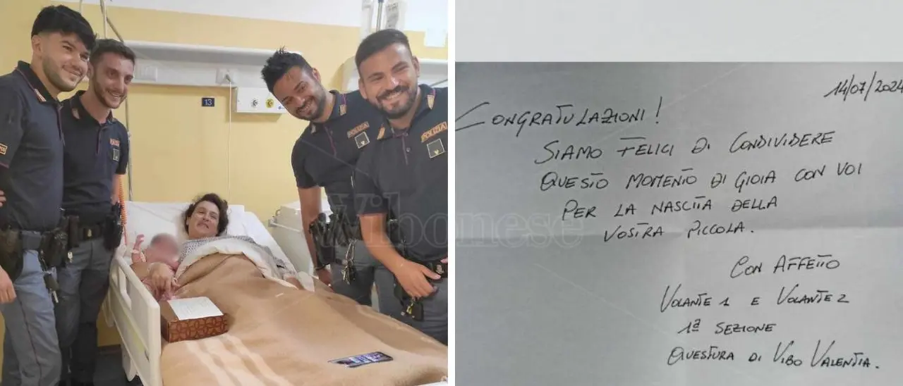 Elisa ha fretta di nascere, le volanti della polizia scortano mamma e papà da Ricadi all'ospedale di Vibo: «Angeli in divisa»