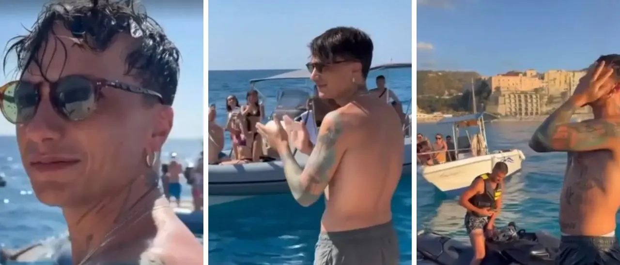 Ultimo nel Vibonese: i fan accerchiano la sua barca e cantano Altrove. Lui sui social: «Incredibile. È amore» - VIDEO