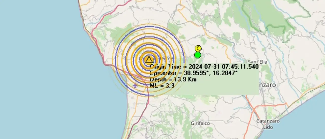Terremoto di magnitudo 3.3 nei pressi di Lamezia Terme. Ieri il grande spavento per la scossa nel Vibonese