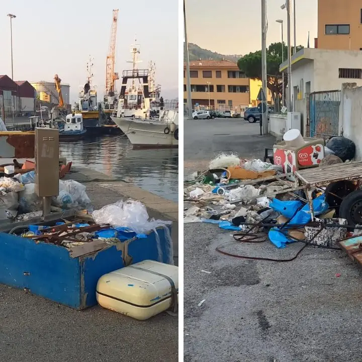 Degrado al porto di Vibo Marina: rifiuti abbandonati lungo la banchina Tripoli