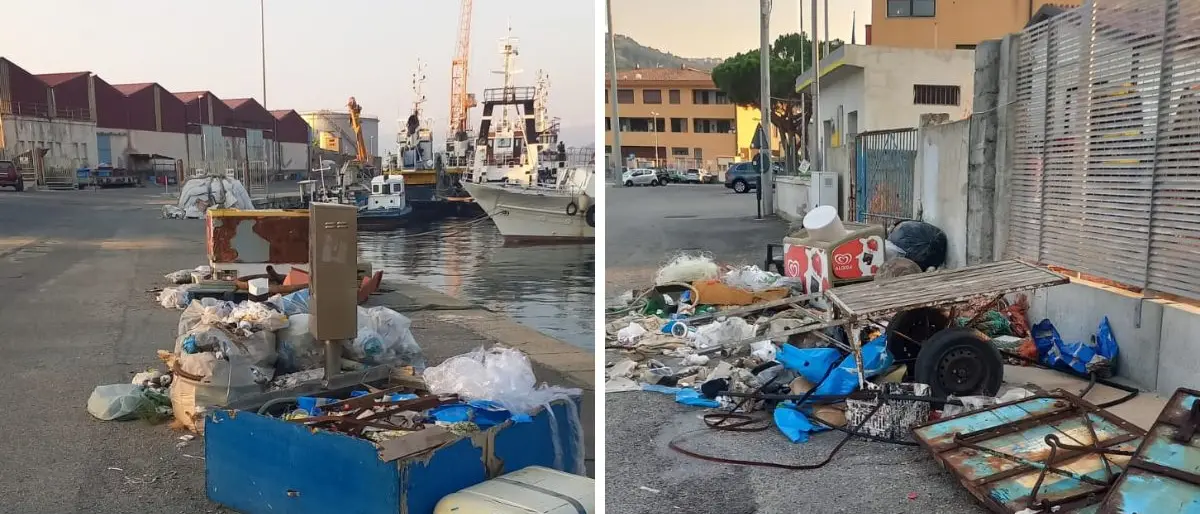 Degrado al porto di Vibo Marina: rifiuti abbandonati lungo la banchina Tripoli