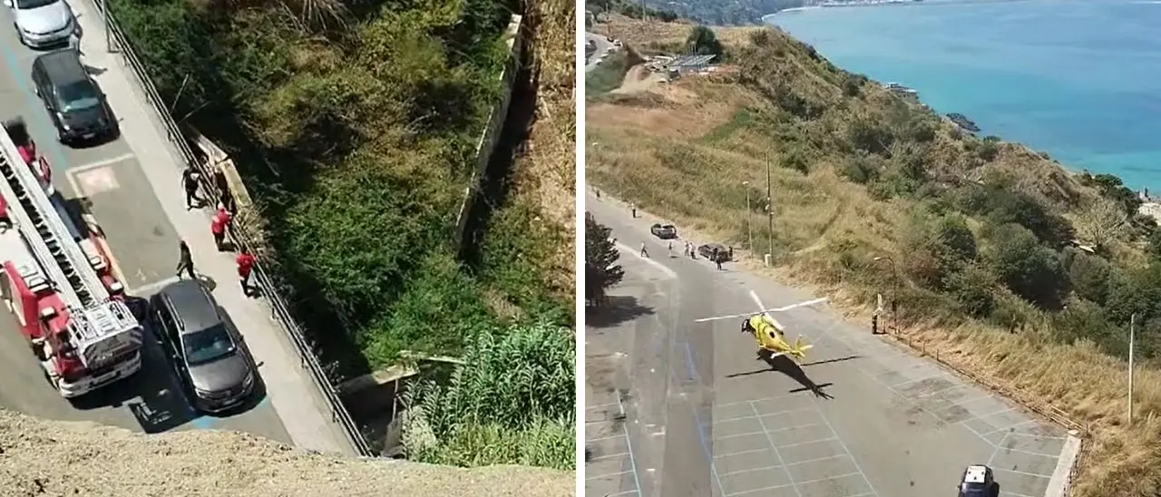 Un uomo precipita da un dirupo a Pizzo, è in gravi condizioni. La figlia di 7 anni si salva all’ultimo istante - VIDEO