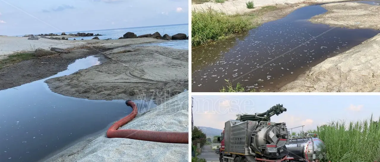Il torrente Sant’Anna ora sfocia… nell’autospurgo: il mezzo ogni mattina aspira i liquami che si accumulano a pochi metri dal mare