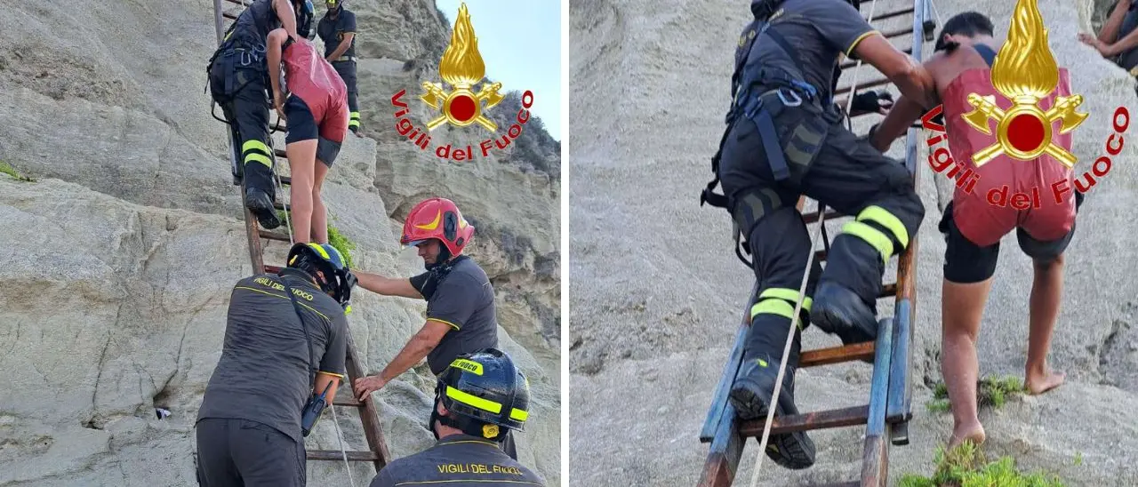 Tropea, ragazzo si arrampica sullo scoglio di Santa Maria dell’Isola e non riesce a scendere: salvato dai vigili del fuoco