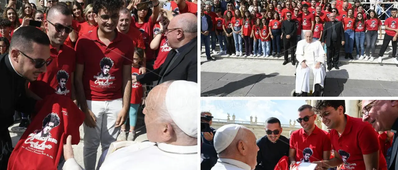 Il Papa riceve in Vaticano i ragazzi di San Calogero che hanno realizzato il musical \"L'influencer di Dio\" sul beato Carlo Acutis - Video