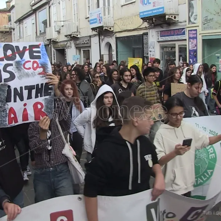 Anche gli studenti di Vibo in corteo per il clima e l’ambiente. Ma a terra restano i fischietti di plastica