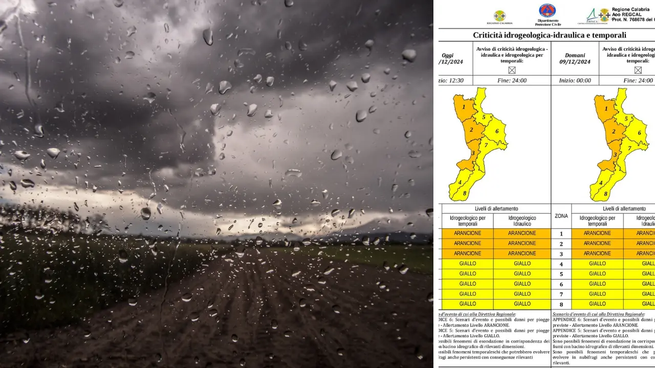 Maltempo, allerta meteo arancione nel Vibonese anche per l'intera giornata di lunedì: vento forte, temporali e neve sulle Serre