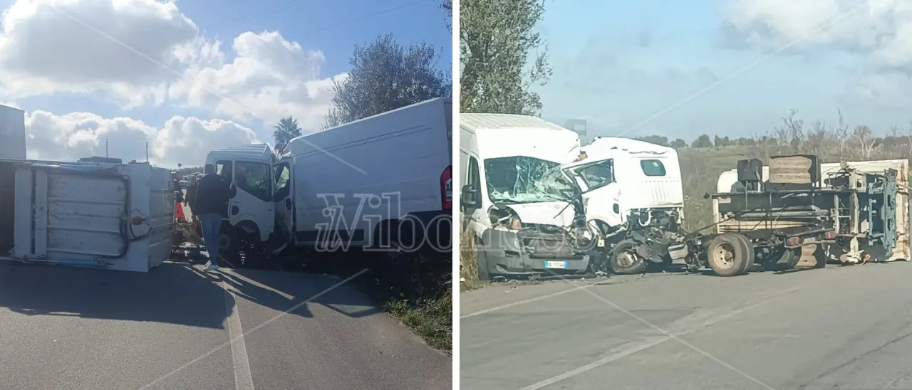 Incidente stradale a Filandari, scontro frontale tra un furgone e un mezzo della nettezza urbana: l'autista del camion incastrato nell'abitacolo