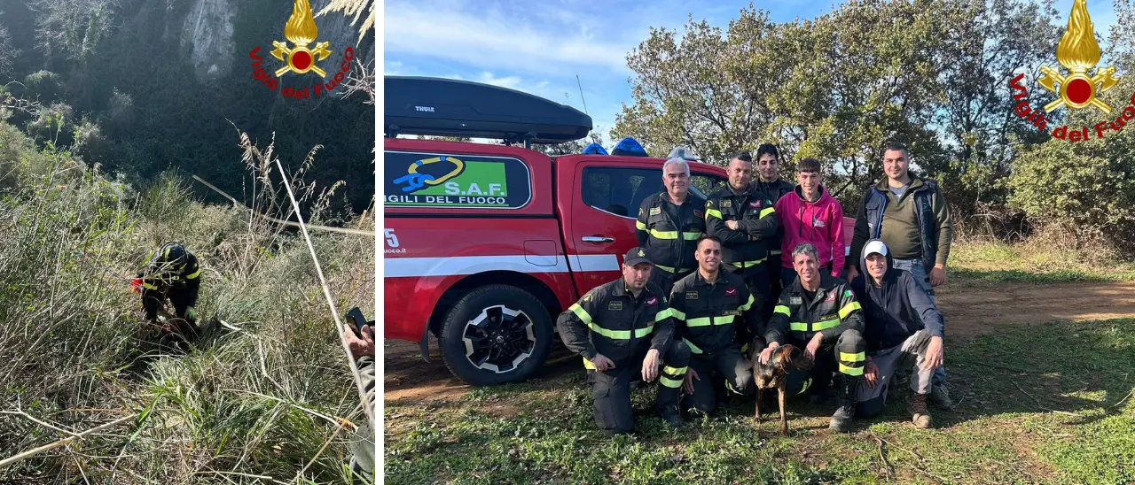 Cagnolino cade in un dirupo per 30 metri a Zambrone: salvato dai vigili del fuoco