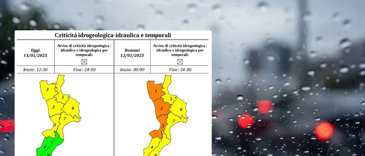 Allerta arancione domani nel Vibonese, il bollettino della Prociv: «Condizioni meteo in peggioramento»