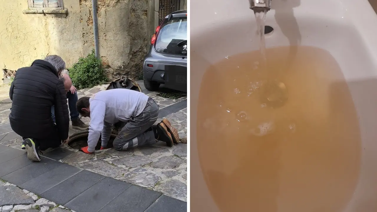 Vibo, riparati i danni in via Cordopatri che avevano lasciato a secco il centro storico. Ma ora l'acqua esce marrone