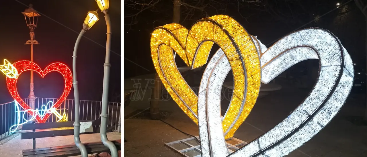 Nicotera invasa da cuoricini, nelle vie del centro si accendono le luminarie per San Valentino