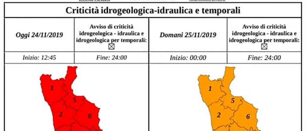 Allerta arancione per lunedì, scuole chiuse a Vibo