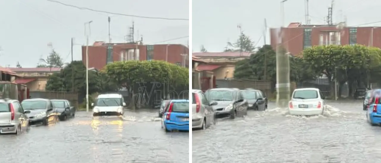 Una bomba d’acqua si abbatte su Vibo Marina: in pochi minuti strade allagate e auto costrette a “guadare” profonde pozzanghere
