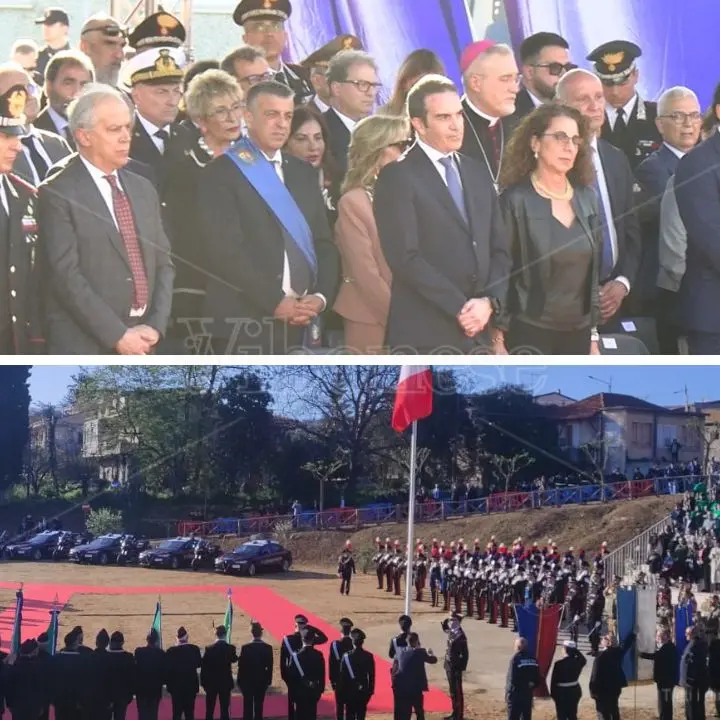 Occhiuto a Limbadi per l'inaugurazione della caserma: «Ciò che costruisce la 'ndrangheta lo Stato lo mette a disposizione dei calabresi»