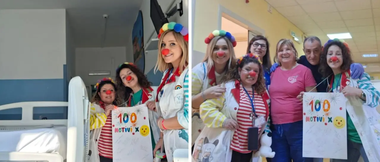 Cento volte in corsia per far sorridere bimbi e anziani, i clown di Vip Vibo celebrano lo storico traguardo: «Ogni giornata è unica»