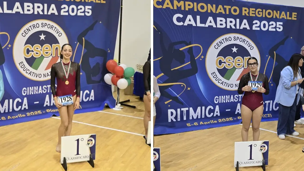 Due studentesse vibonesi conquistano il campionato regionale di ginnastica artistica e ritmica in due categorie