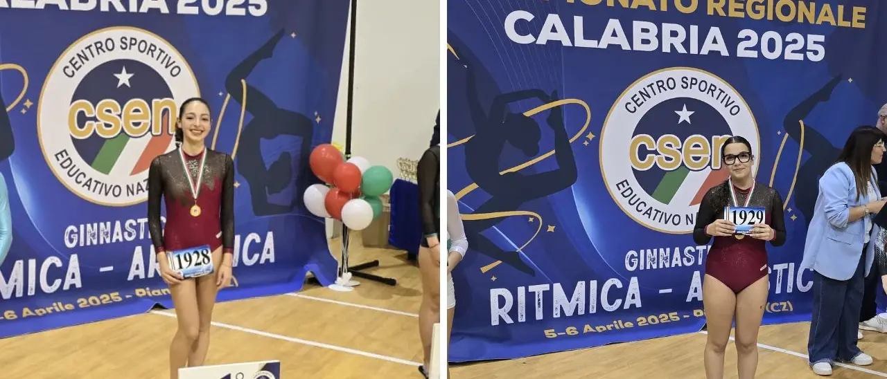 Due studentesse vibonesi conquistano il campionato regionale di ginnastica artistica e ritmica in due categorie