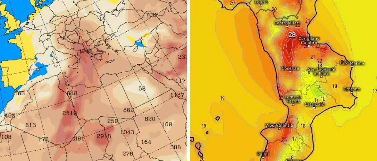Meteo Vibonese, piove ancora sabbia: cieli lattiginosi e temperature miti sulla costa, nebbia nelle aree interne