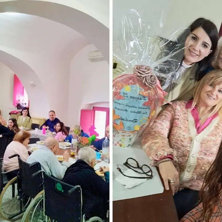 Gli amministratori comunali di Rombiolo a pranzo con gli anziani della casa di riposo per celebrare la Pasqua