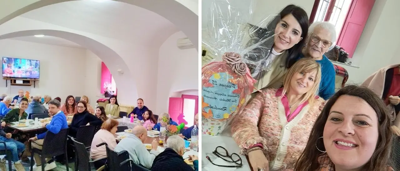 Gli amministratori comunali di Rombiolo a pranzo con gli anziani della casa di riposo per celebrare la Pasqua