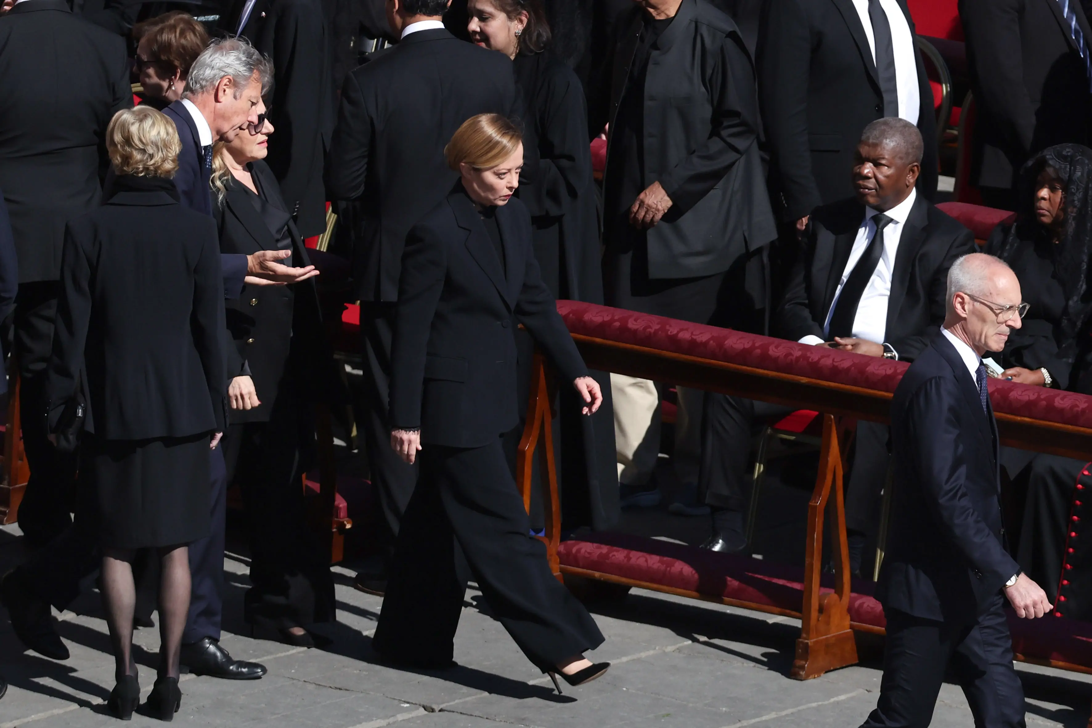 Vaticano, April 26, 2025 - celebrata la Santa Messa esequiale del Romano Pontefice Francesco Bergoglio nella Basilica di San Pietro, secondo quanto previsto nell’Ordo Exsequiarum Romani Pontificis. Nella foto: Giorgia Meloni