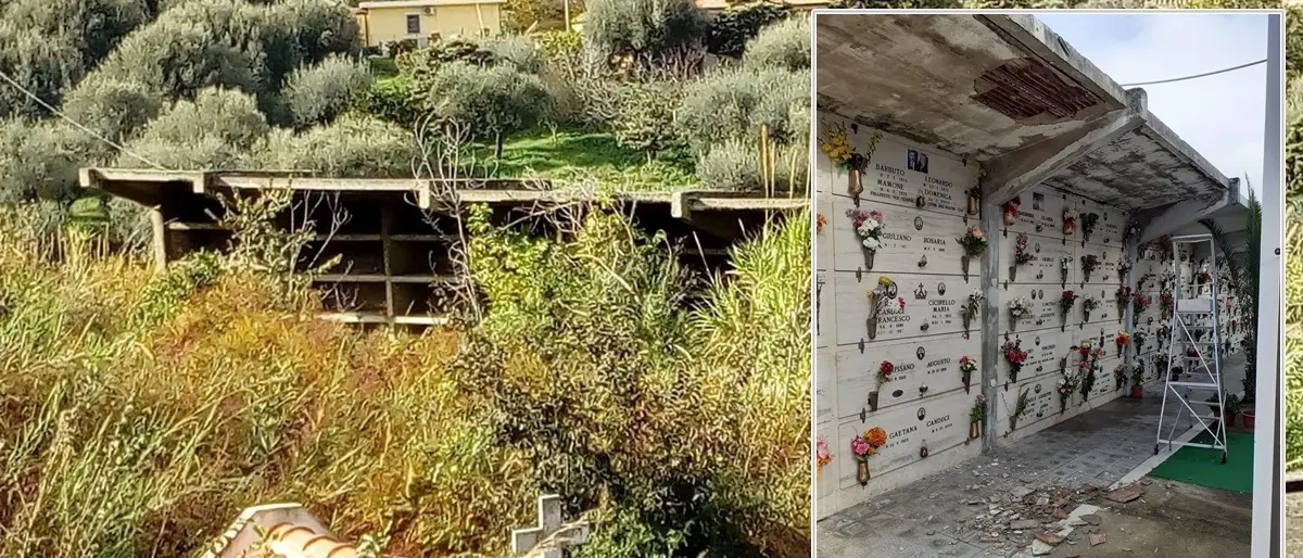 Cimitero di Bivona, il degrado incalza: erbacce, cornicioni che crollano e opere edili mai finite