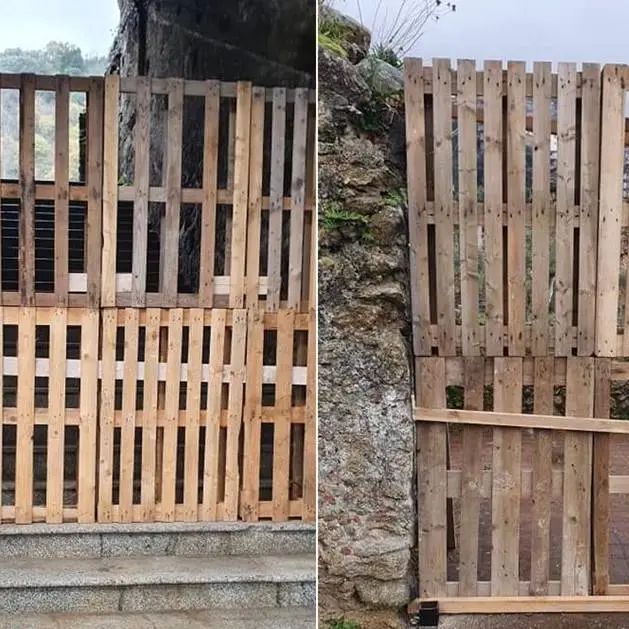 Sconcerto a Soriano: bancali in legno al posto dei cancelli del Complesso monumentale