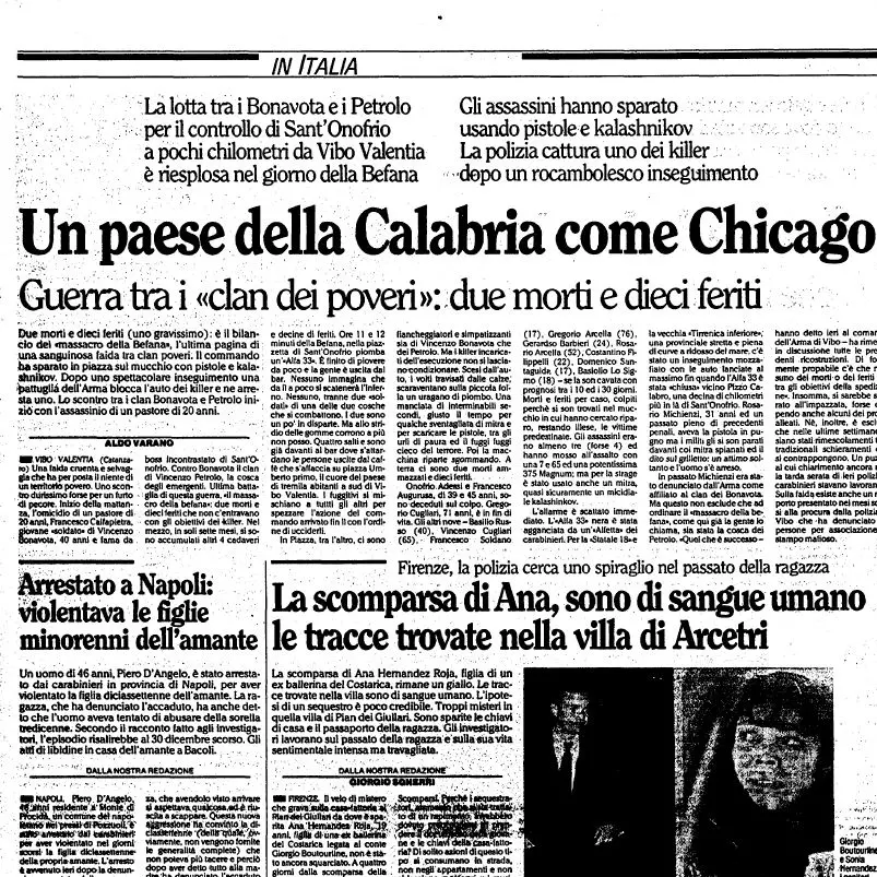 La pioggia e poi l’inferno: trent’anni fa a Sant'Onofrio la strage dell’Epifania