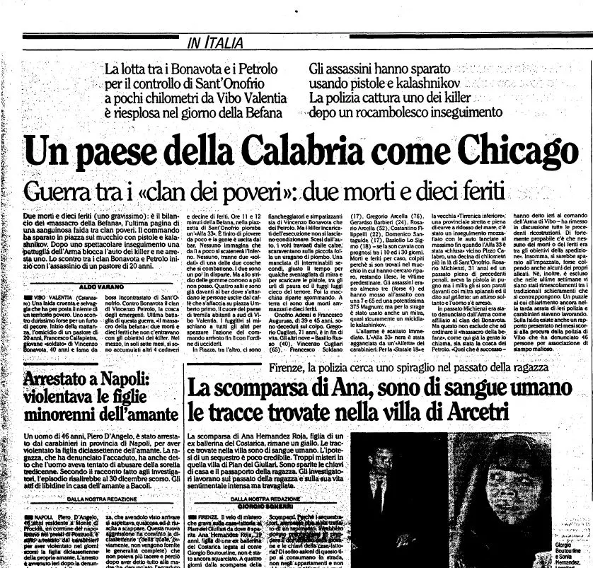 La pioggia e poi l’inferno: trent’anni fa a Sant'Onofrio la strage dell’Epifania