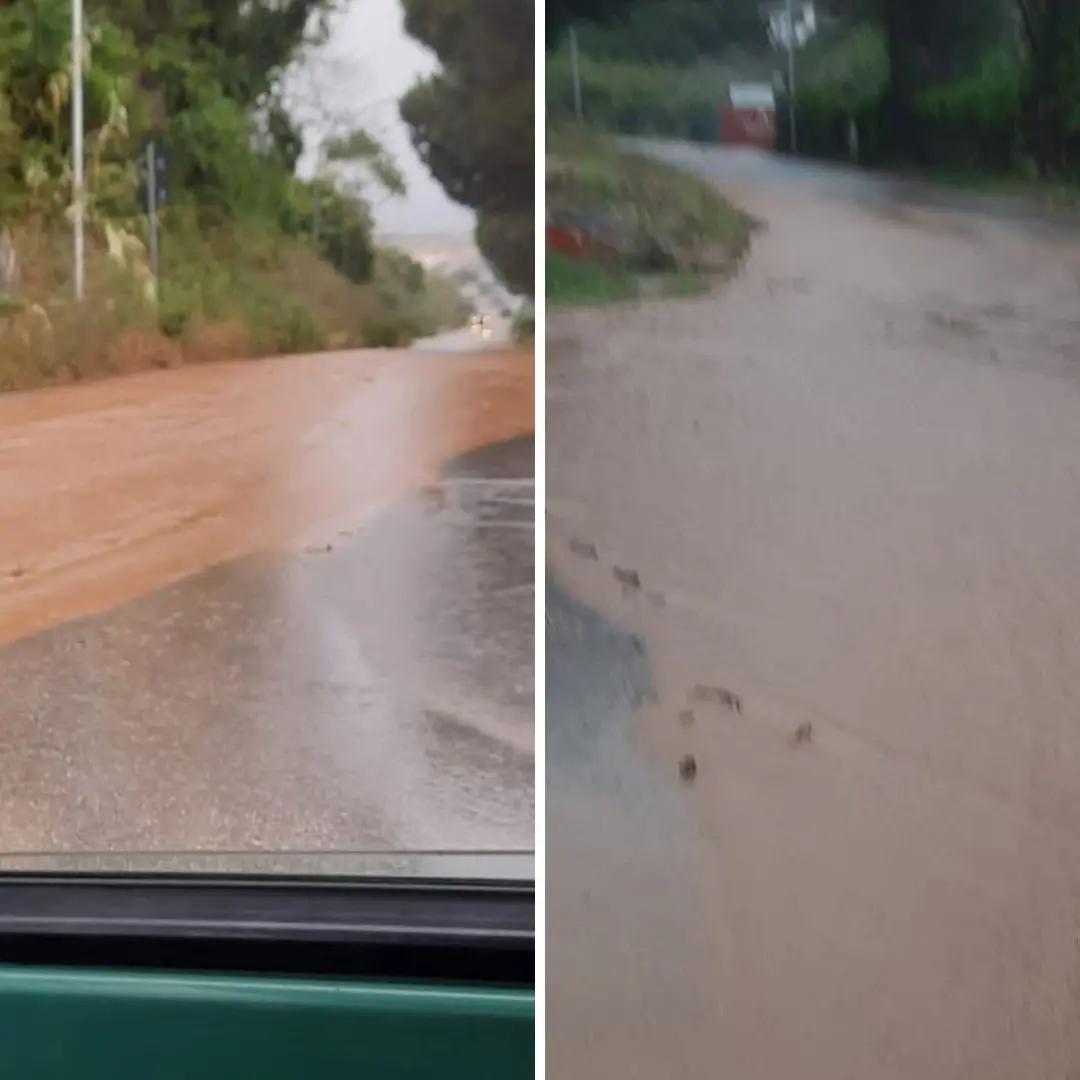 Maltempo, un fiume di fango nella strada che va al porto di Tropea: «Evitate di percorrerla»