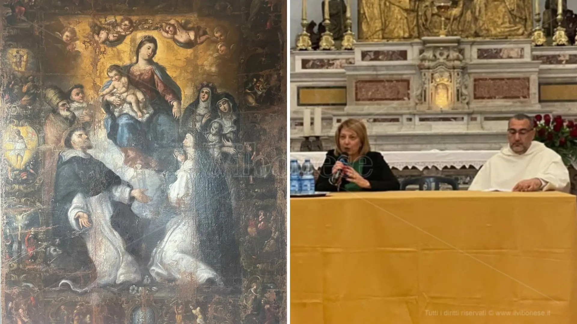 Il restauro green senza spostarsi da Soriano, così è rinata l'antica tela della Madonna del Rosario che ha resistito al sisma del 1783
