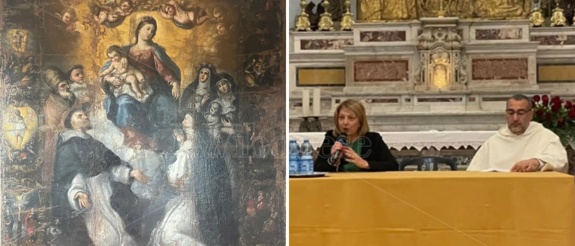 Il restauro green senza spostarsi da Soriano, così è rinata l'antica tela della Madonna del Rosario che ha resistito al sisma del 1783