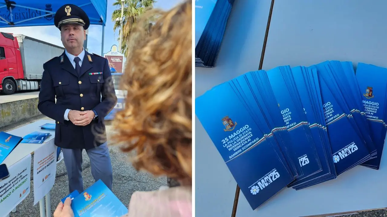 Giornata dei bambini scomparsi, la campagna della Polizia: un presidio nell'area di servizio Pizzo Est dell'A2 per sensibilizzare e prevenire