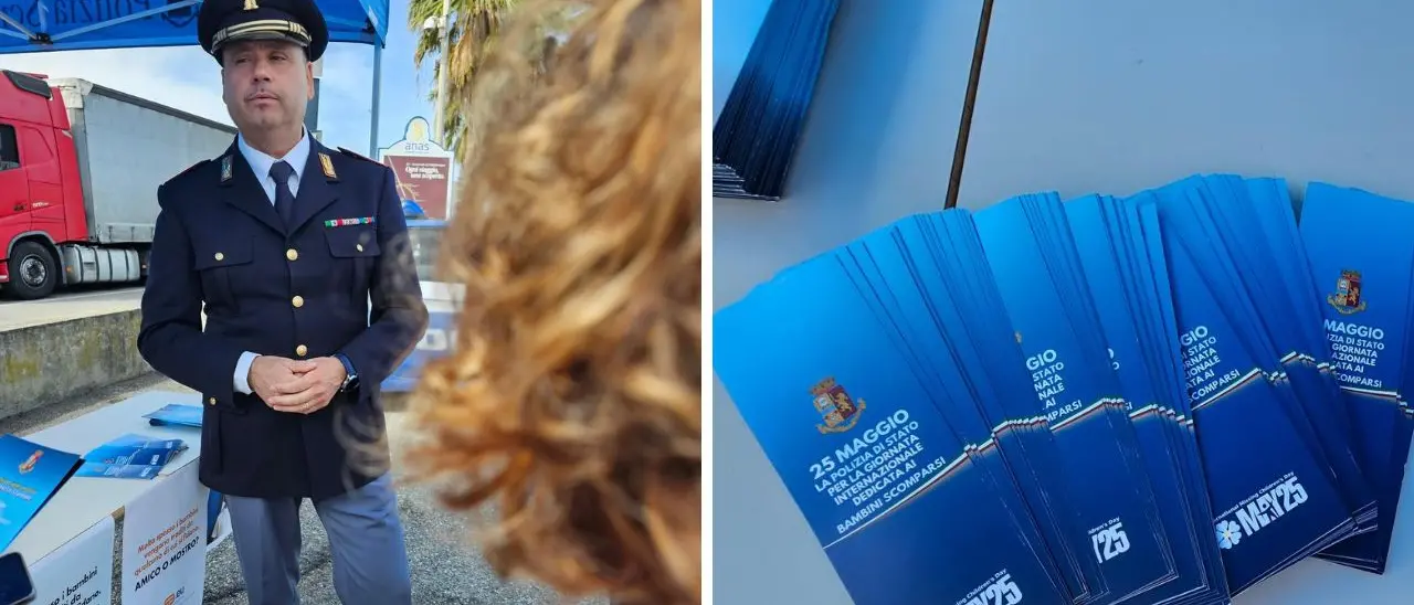 Giornata dei bambini scomparsi, la campagna della Polizia: un presidio nell'area di servizio Pizzo Est dell'A2 per sensibilizzare e prevenire