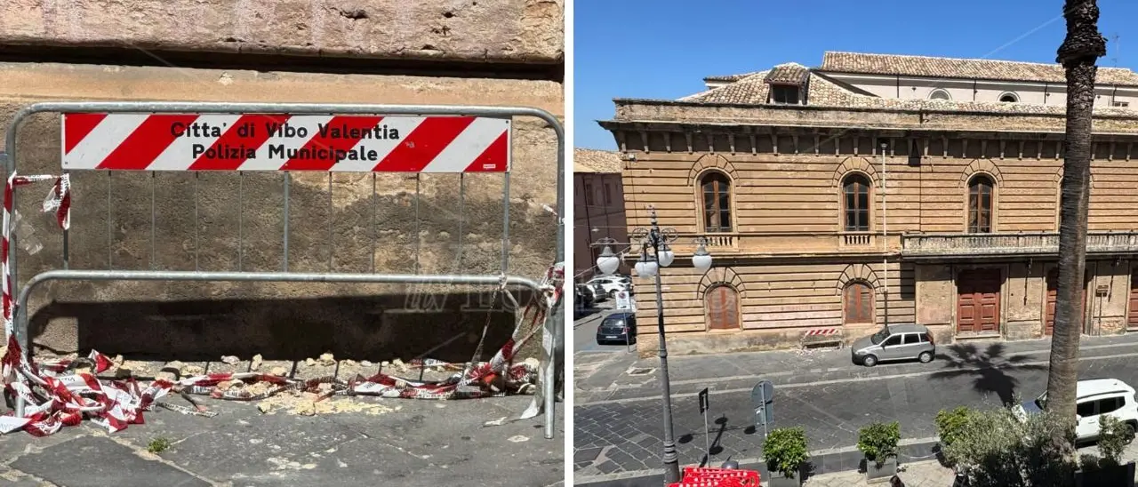 Palazzo Gagliardi-De Riso perde pezzi: calcinacci in strada e una “timida” transenna che consiglia di stare alla larga