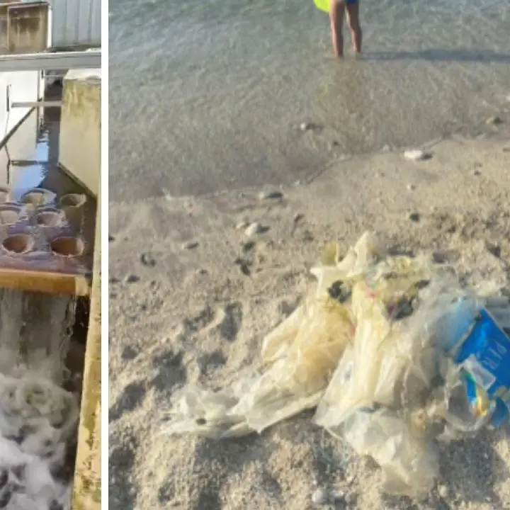 Mare sporco a Vibo Marina, sui social monta la rabbia ma il Comune spiega: «Il depuratore funziona, i rifiuti arrivano via mare»