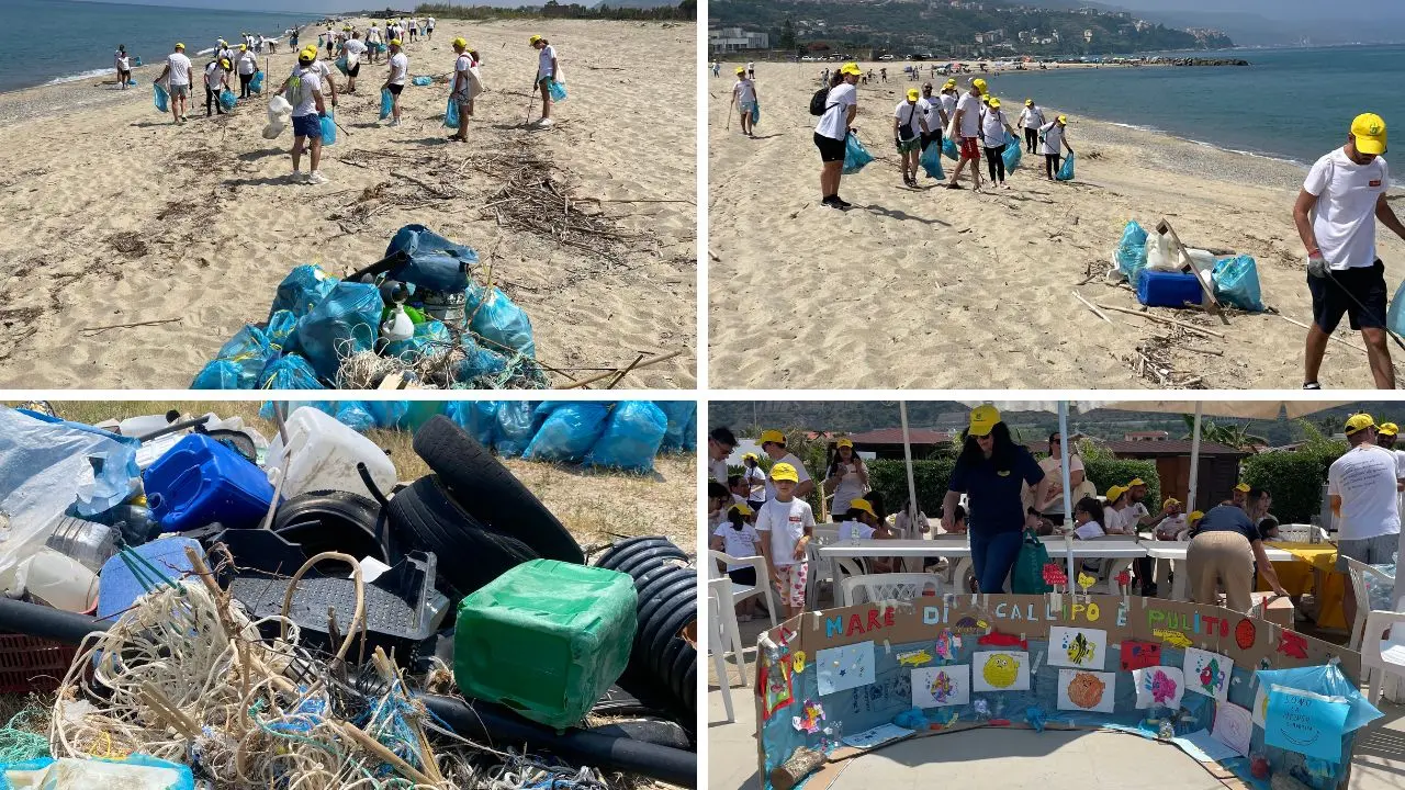 A Pizzo i dipendenti Callipo ripuliscono la spiaggia della Marinella: raccolti 600 kg di rifiuti insieme a Legambiente