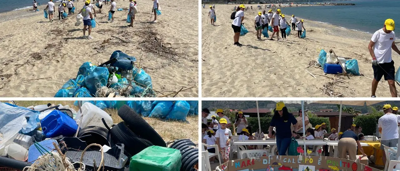 A Pizzo i dipendenti Callipo ripuliscono la spiaggia della Marinella: raccolti 600 kg di rifiuti insieme a Legambiente