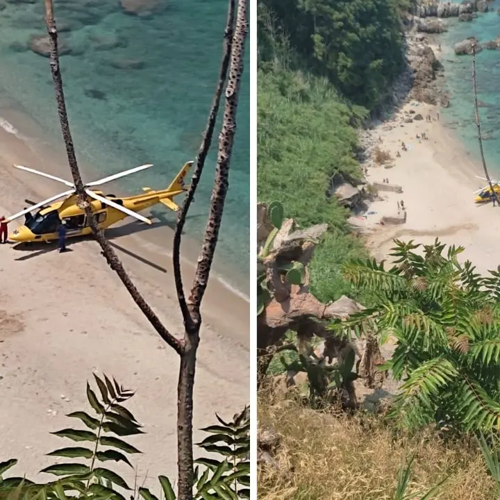 Parghelia, turista colpita alla testa da un sasso mentre è in spiaggia: «È stato un ragazzino». Interviene l’elisoccorso