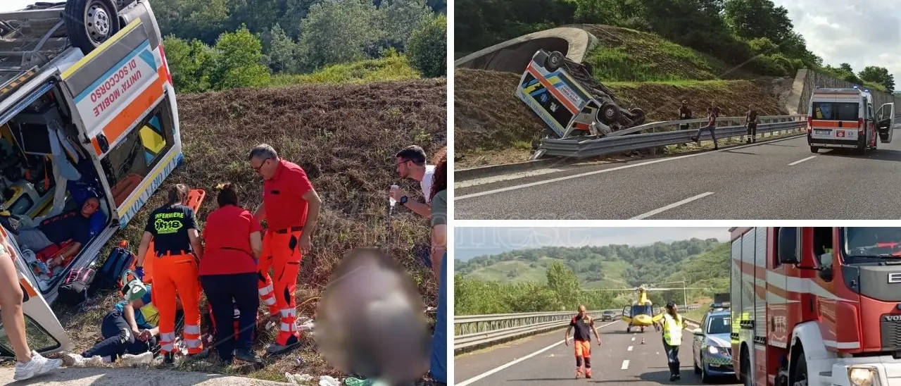 Ambulanza si ribalta sull’A2 tra Vazzano e Sant’Onofrio: tre feriti e traffico rallentato