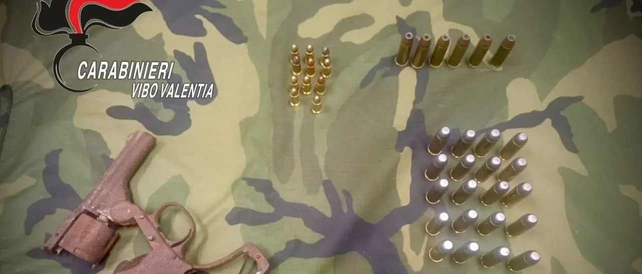 Ionadi, trovate una pistola a tamburo e 37 munizioni di vario calibro in un fondo agricolo: 50enne in arresto