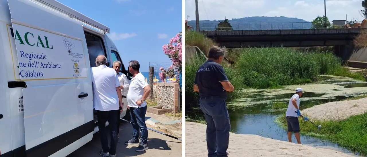 Mare di Nicotera tra fioritura algale e fossi inquinati. Il sindaco: «Liquami nel Mesima dai Comuni a monte»