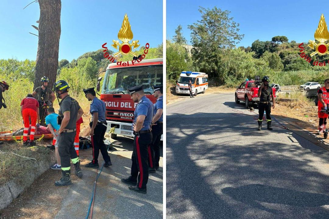 Cade in un profondo dirupo a Ricadi, i vigili del fuoco lo raggiungono ...