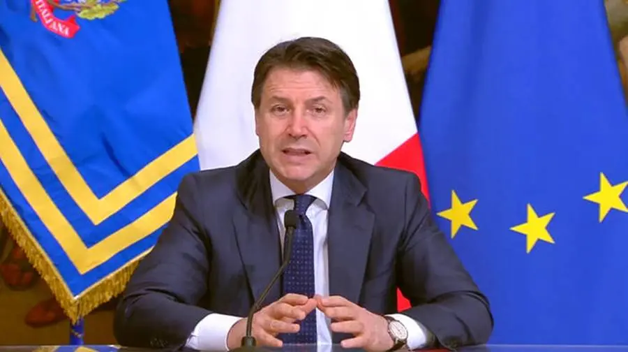 Il fermo immagine mostra il presidente del Consiglio, Giuseppe Conte, durante la diretta Facebook, 21 marzo 2020. FERMO IMMAGINE +++EDITORIAL USE ONLY - NO SALES+++