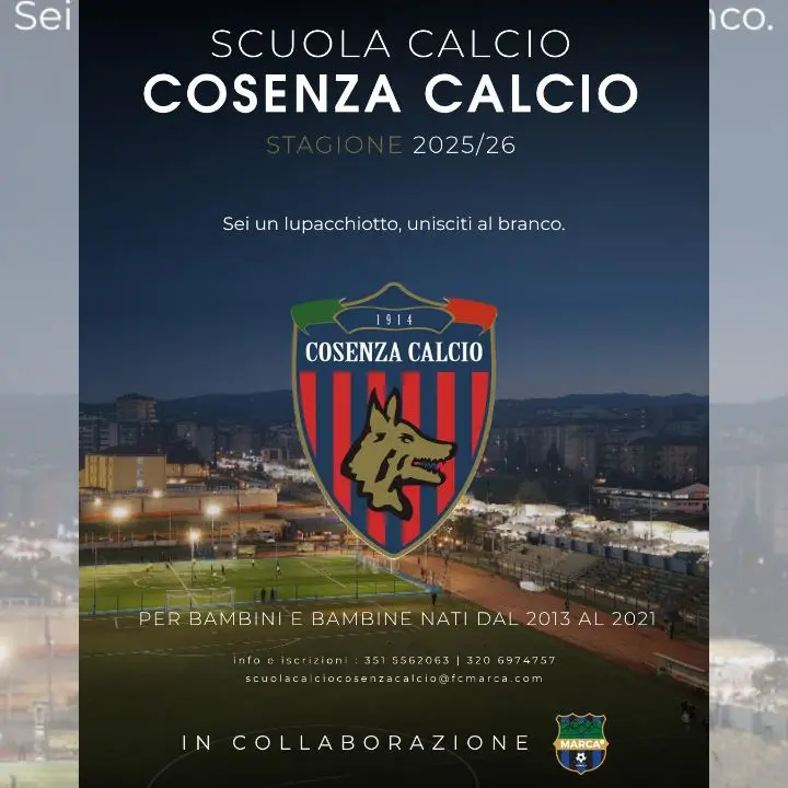 Cosenza calcio, importante accordo il Marca Fc: nasce la scuola calcio rossoblù\n